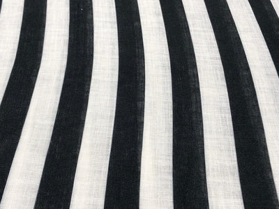 Linen  Cotton fabric black and white stripes 58" wide[17767]
