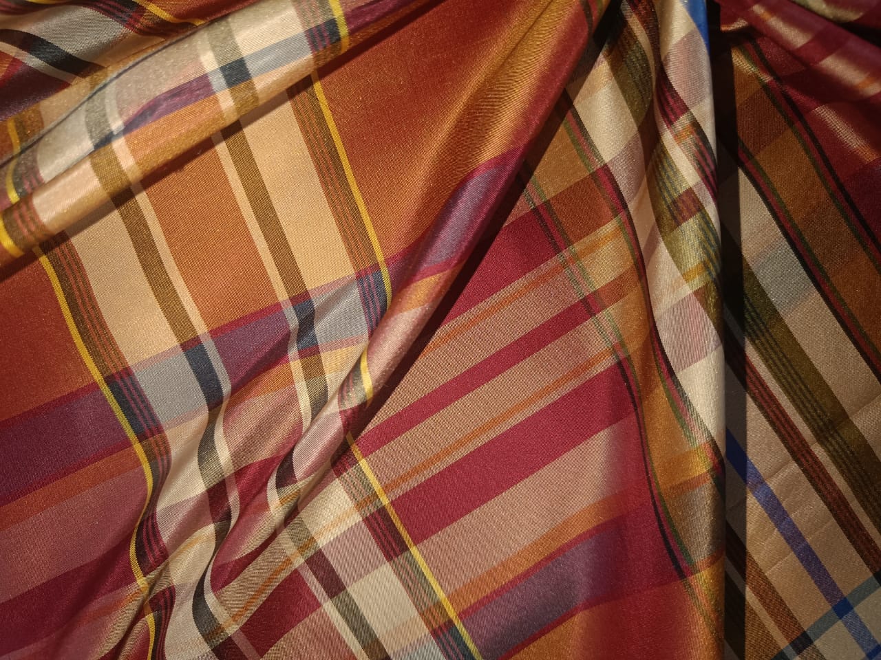 100%silk taffeta fabric multi color plaidsTAFC65[4] 54" wide TAFC65[5]