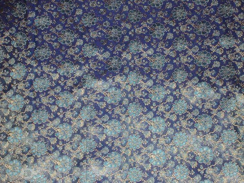 Silk Brocade Fabric Royal Blue Floral 44" wide BRO5[4]