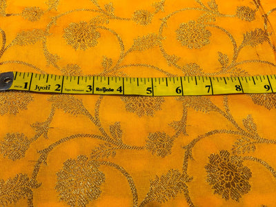 Brocade fabric mango yellow x metallic gold color 44" wide BRO1031[1]