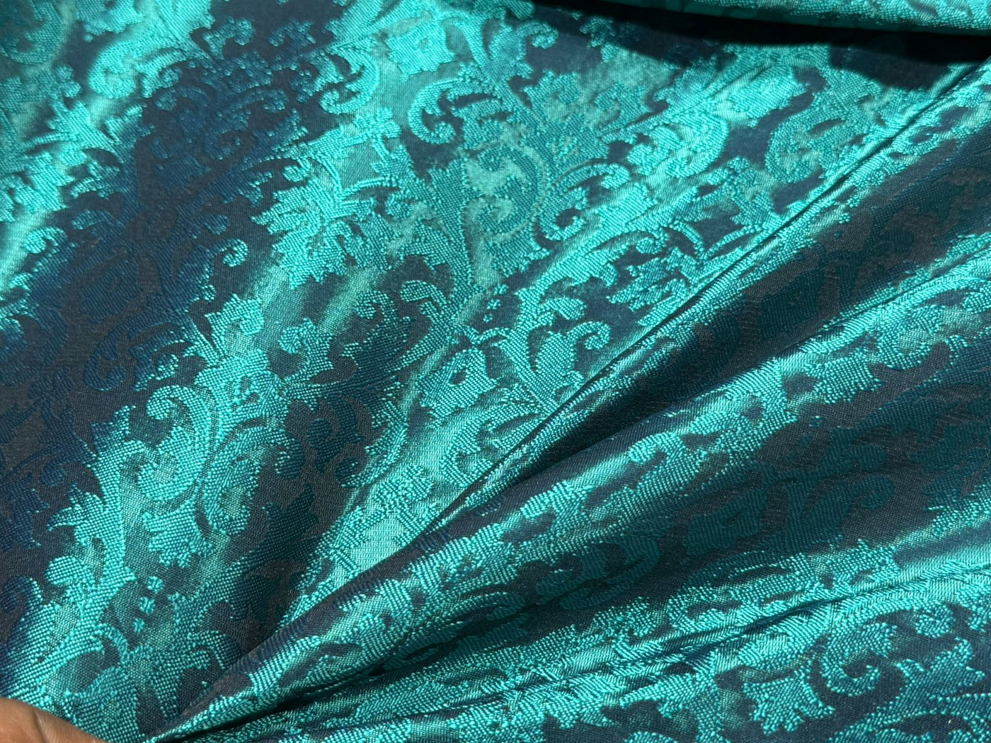 Brocade Fabric TEAL color self jacquard 44" wide BRO1027[1]