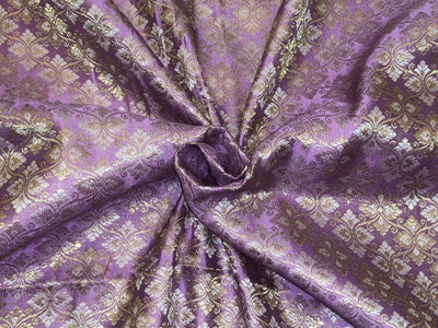 Silk Brocade fabric with white gold  jacquard available in 4 colors yellow, olive, peach and orchid BRO1072