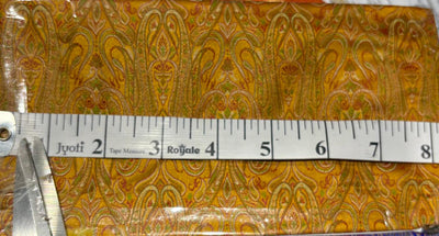 Silk Brocade fabric 44" paisley  jacquard available in 2 colors mustard ,red and green AND purple ,red and mustard BRO1049