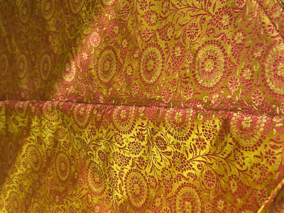 Silk Brocade fabric 44" wide INTRICATE JACQUARD available in 3 colors bright navy ,neon green and candy /golden khaki and candy AND  GOLDEN YELLOW,SALMON PINK AND NEON GREEN BRO960[1/2/3]