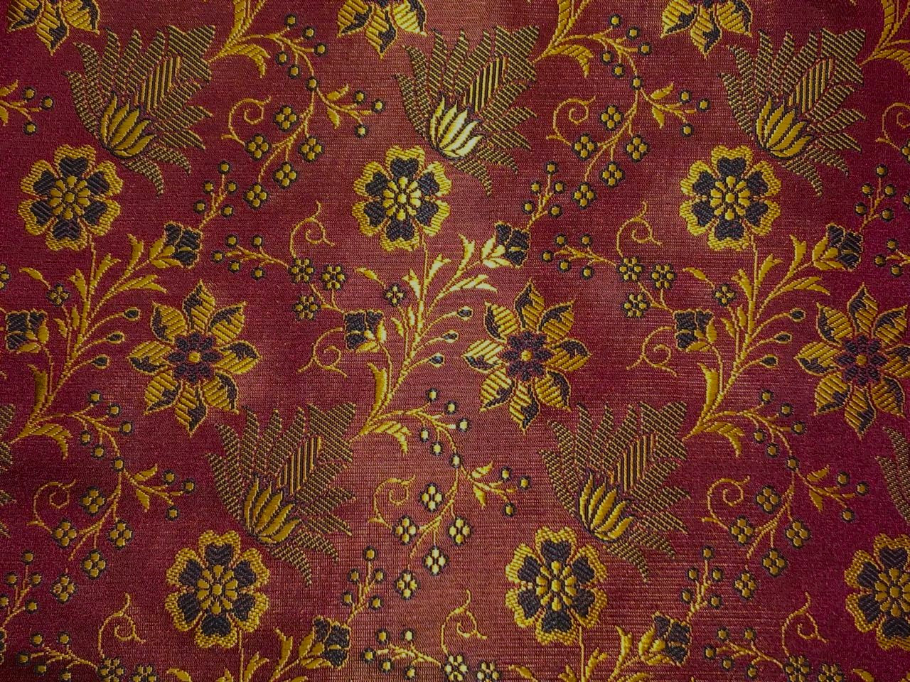 Silk Brocade fabric burgundy floral   jacquard BRO1087[3]