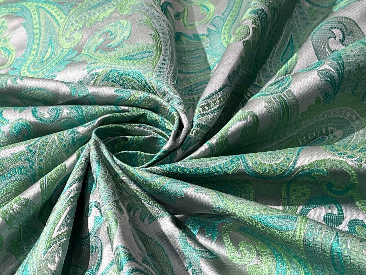 Brocade fabric 54" wide  100% Silk  Jacquard Fabric  PAISLEYS available in 2 colors grey and green and grey, green and brown TAFJACNEW20/21