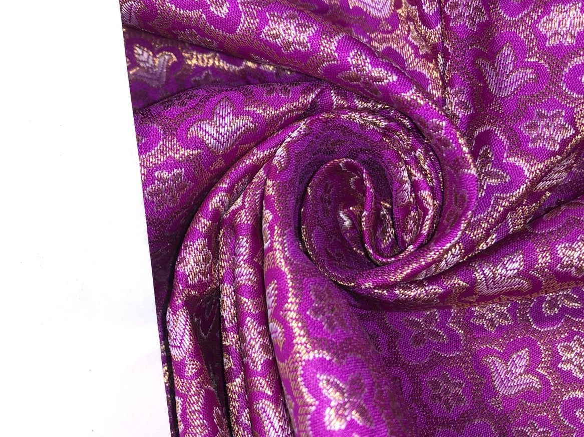 Brocade Fabric Jacquard x metallic gold Gold Color 44" WIDE BRO977 available in 2 colors bright pink and red