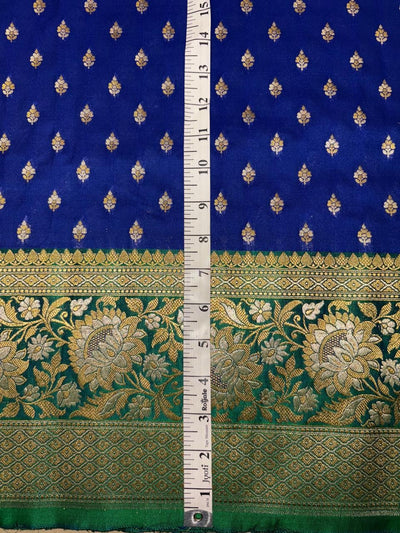 Silk Brocade fabric  8" border total 44" wide available in 2 colors royal blue ,green and golden yellow,pink BRO1096[1/2]