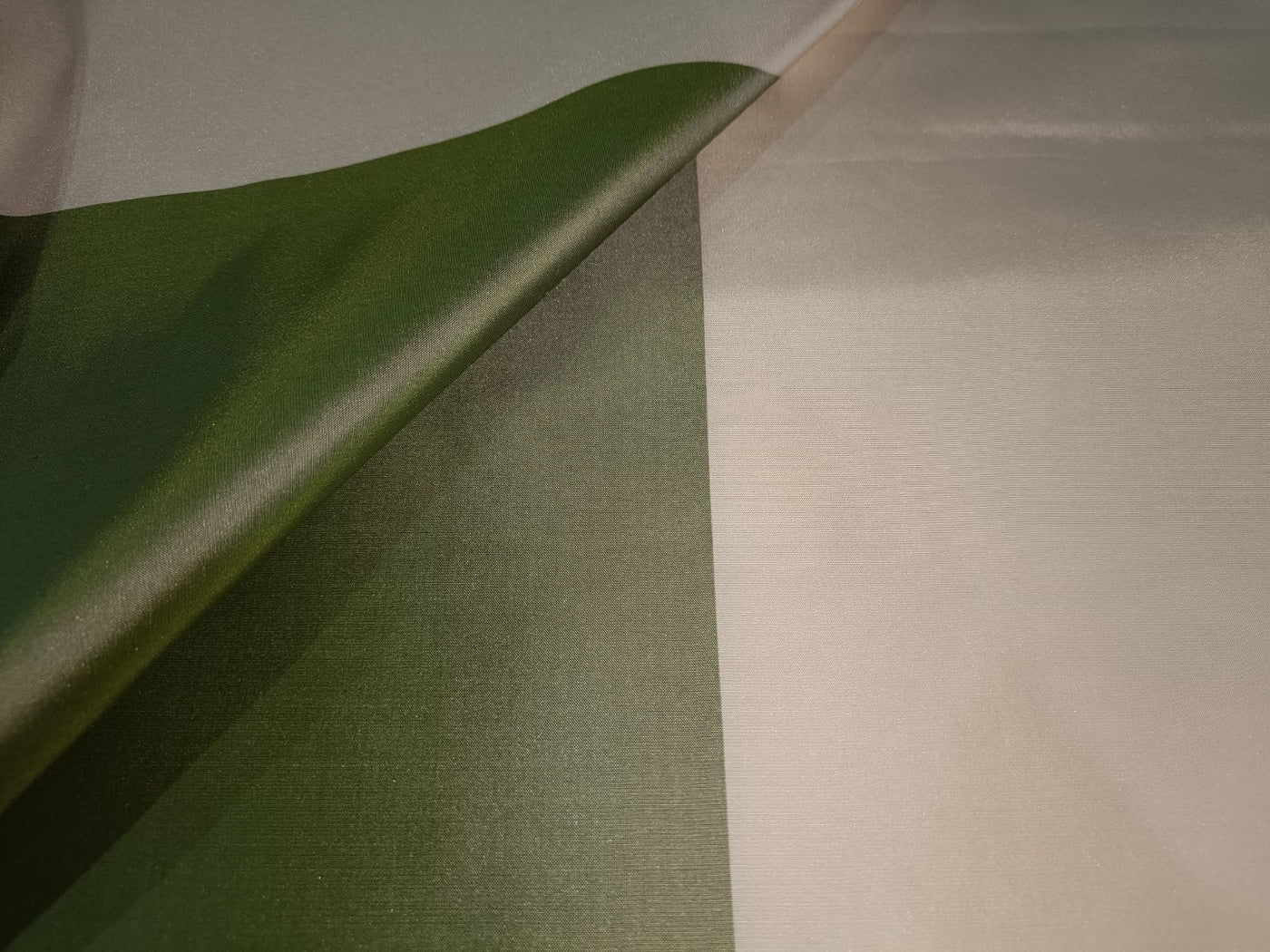 100% Silk taffeta superb 8 inch wide stripes GREEN AND IVORY 54" wide TAFS39