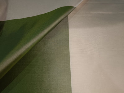 100% Silk taffeta superb 8 inch wide stripes GREEN AND IVORY 54" wide TAFS39