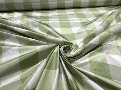 Silk taffeta green / ivory  2" X 2" plaids 54" wide  TAFNEWC4[3]