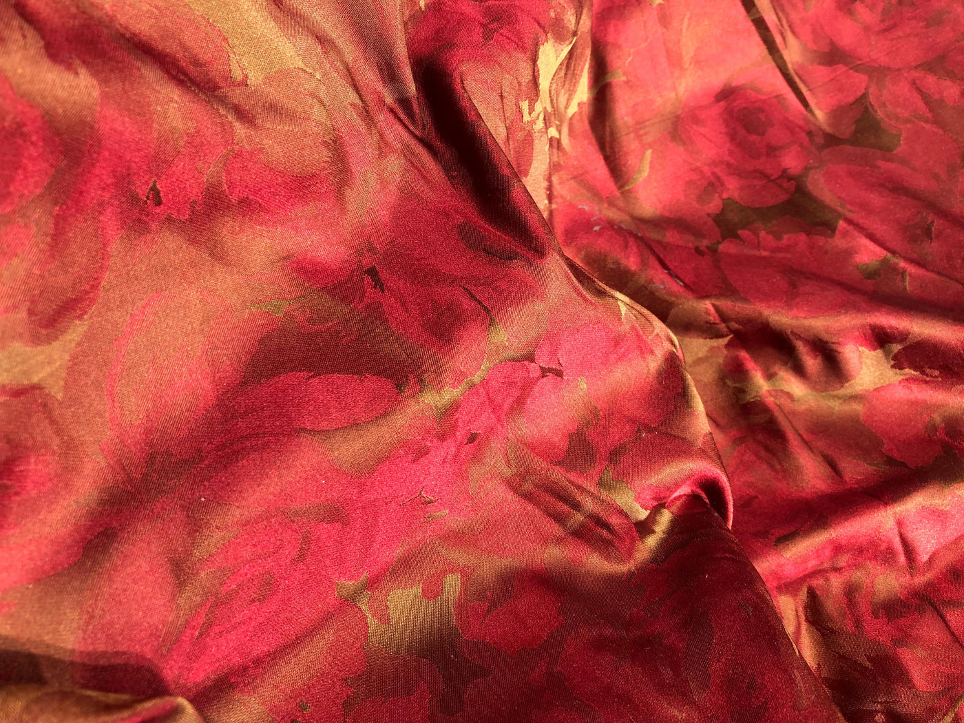 100% Silk Taffeta Fabric rusty red with dusty gold floral jacquard TAFJAQCNEW12[1]