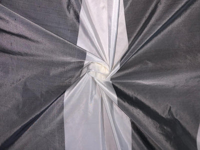 100% silk Taffeta grey and white ivory 7.75 inch Stripes Selvidge to Selvidge 54" long TAFS170