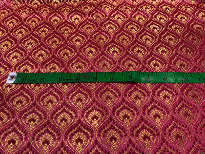Silk Brocade fabric WITH metallic gold  jacquard available in 3 colors purple, green and candy pink BRO1025
