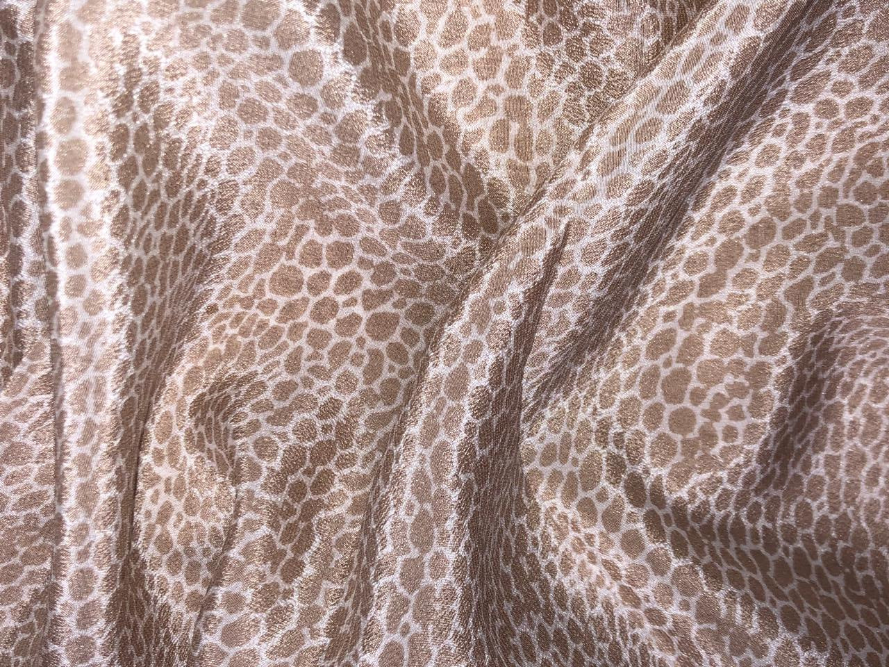 Pure silk  crepe printed fabric ivory with beige abstract print [18290]