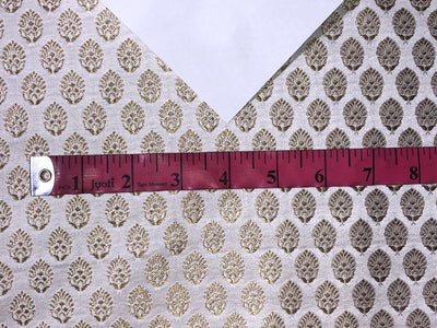 Silk Brocade fabric 44" wide  IVORY WITH METALIC GOLD MOTIF JACQUARD BRO980 available in 3 designs