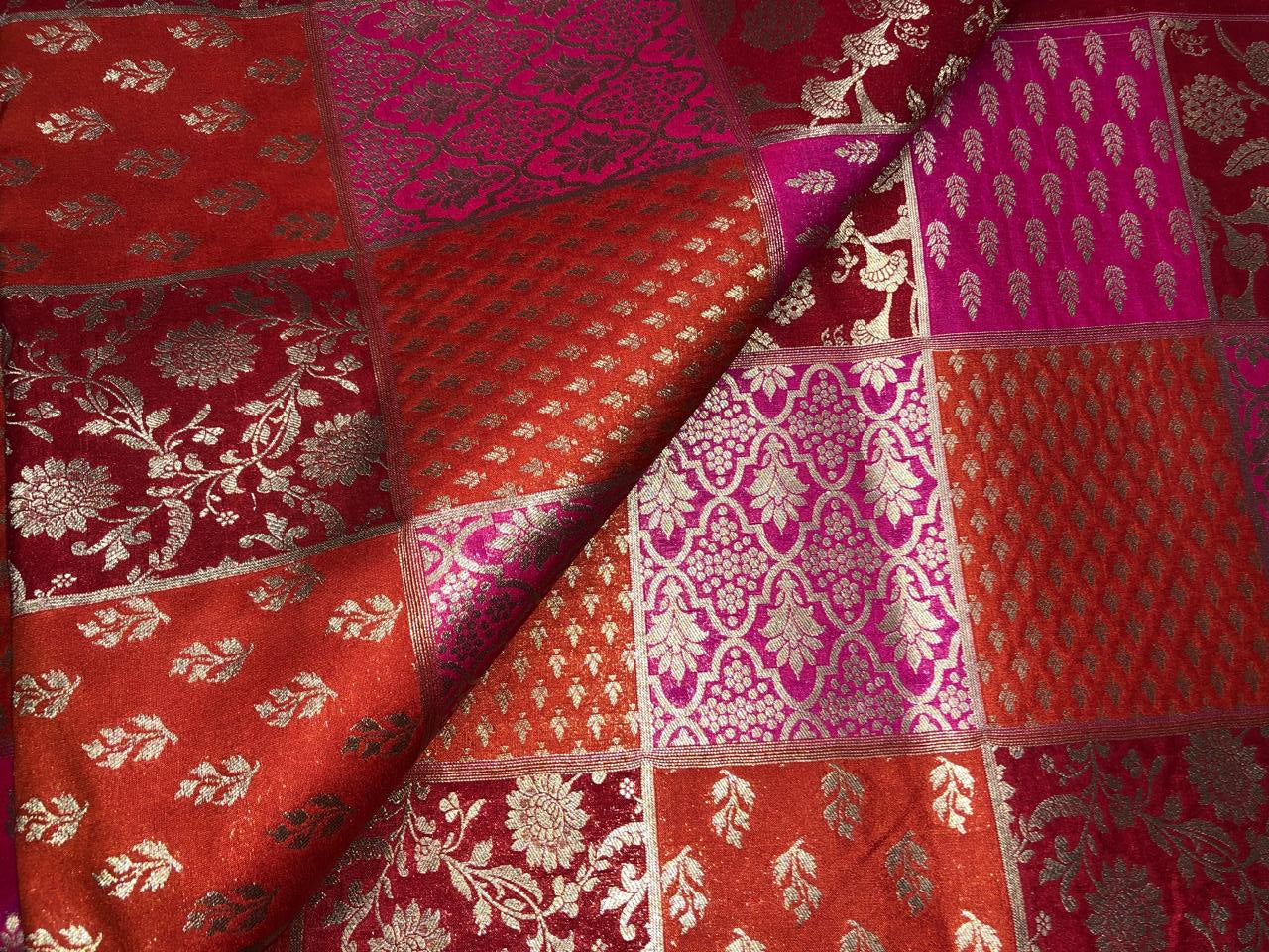 Silk Brocade fabric multi colour jacquard 44" wide BRO1071 available in 8 different color combinations[BRO1071[1-8]]