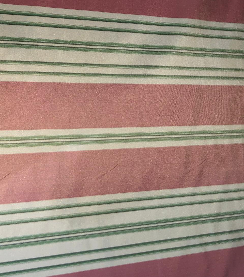 100% Silk tafetta stripe salmon,green and golden cream [tafnews28roll]