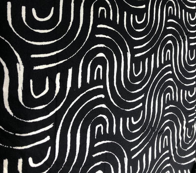 Viscose Rayon fabric black and ivory abstract print 58" wide  [17619]