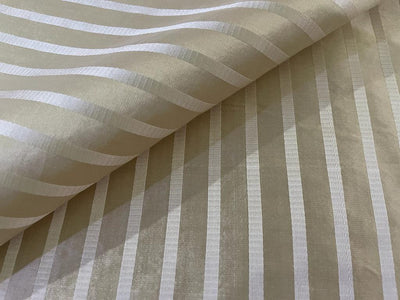 100% silk organza and satin gold stripes fabric 54" wide by the yard [11075]