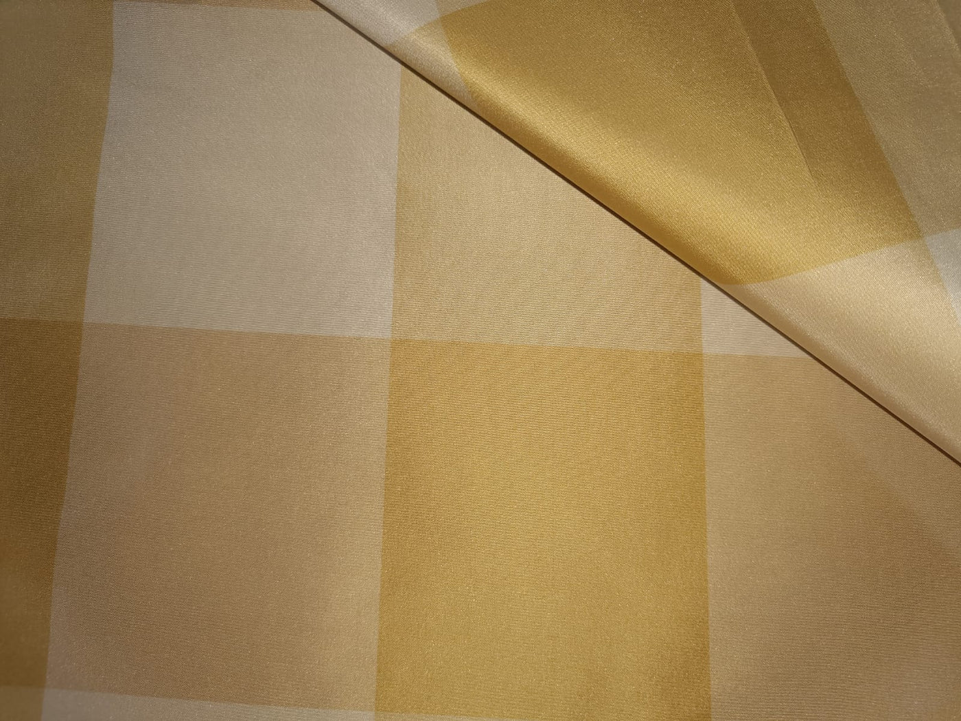 100% SILK TAFFETA FABRIC gold caramel and ivory Plaids 54&quot; wide