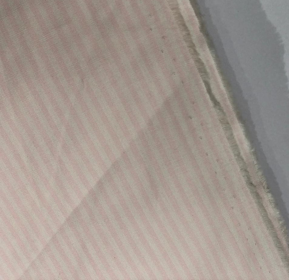 100% Cotton Poplin 58" wide pastel pink 3mm stripes running horizontal by the yard [17621]