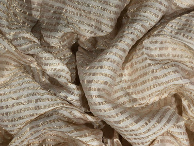 SILK  Crushed MUGA SILK TISSUE STRIPES GOLD [17709]
