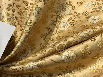 Silk Brocade fabric 44" wide floral Jacquard with metallic gold available in 2 colors BRO937[1/2]