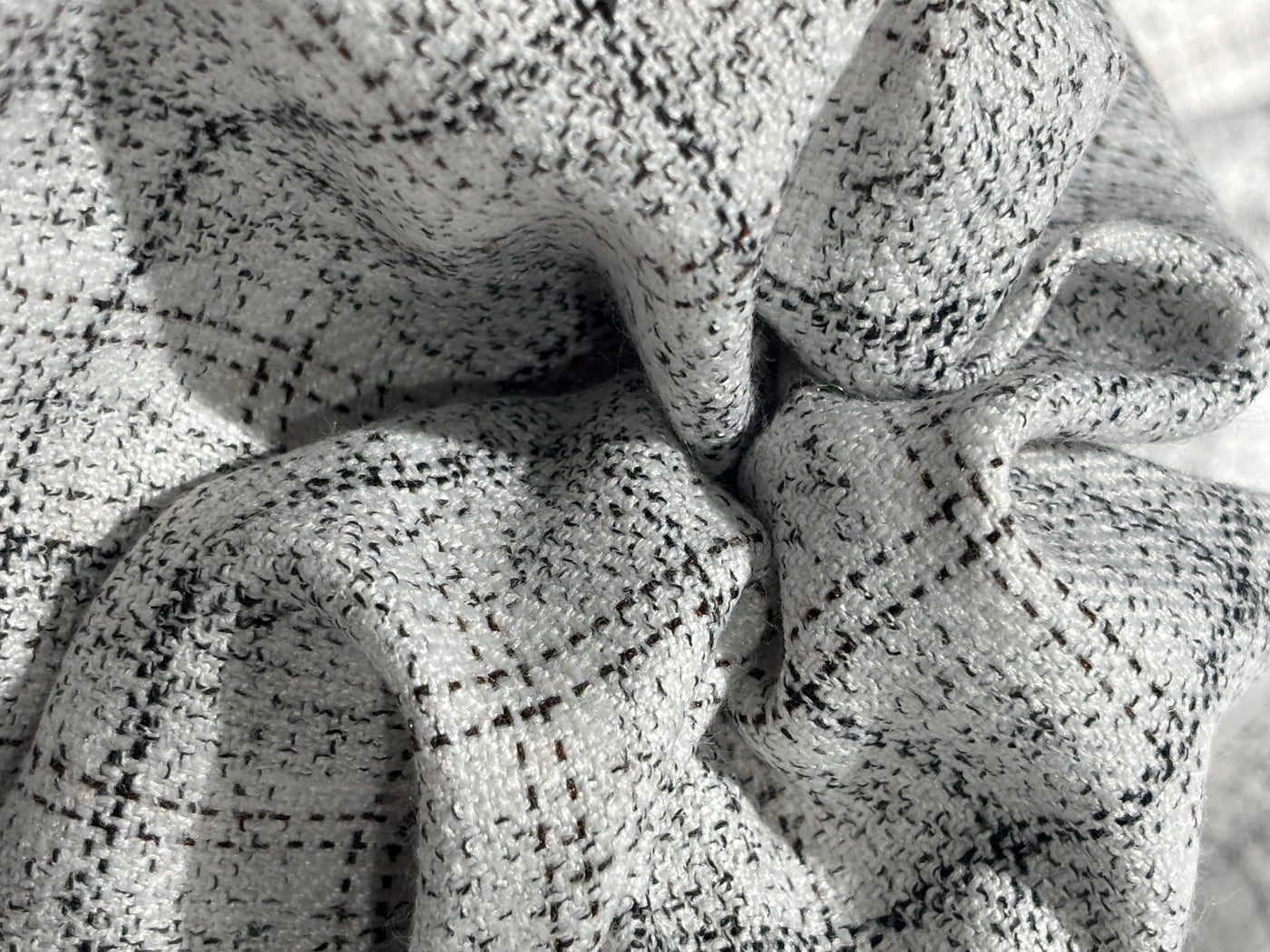 SUITING Italian Andamen Merino Wool Black and ivory  Plaids 58" wide  [17335]