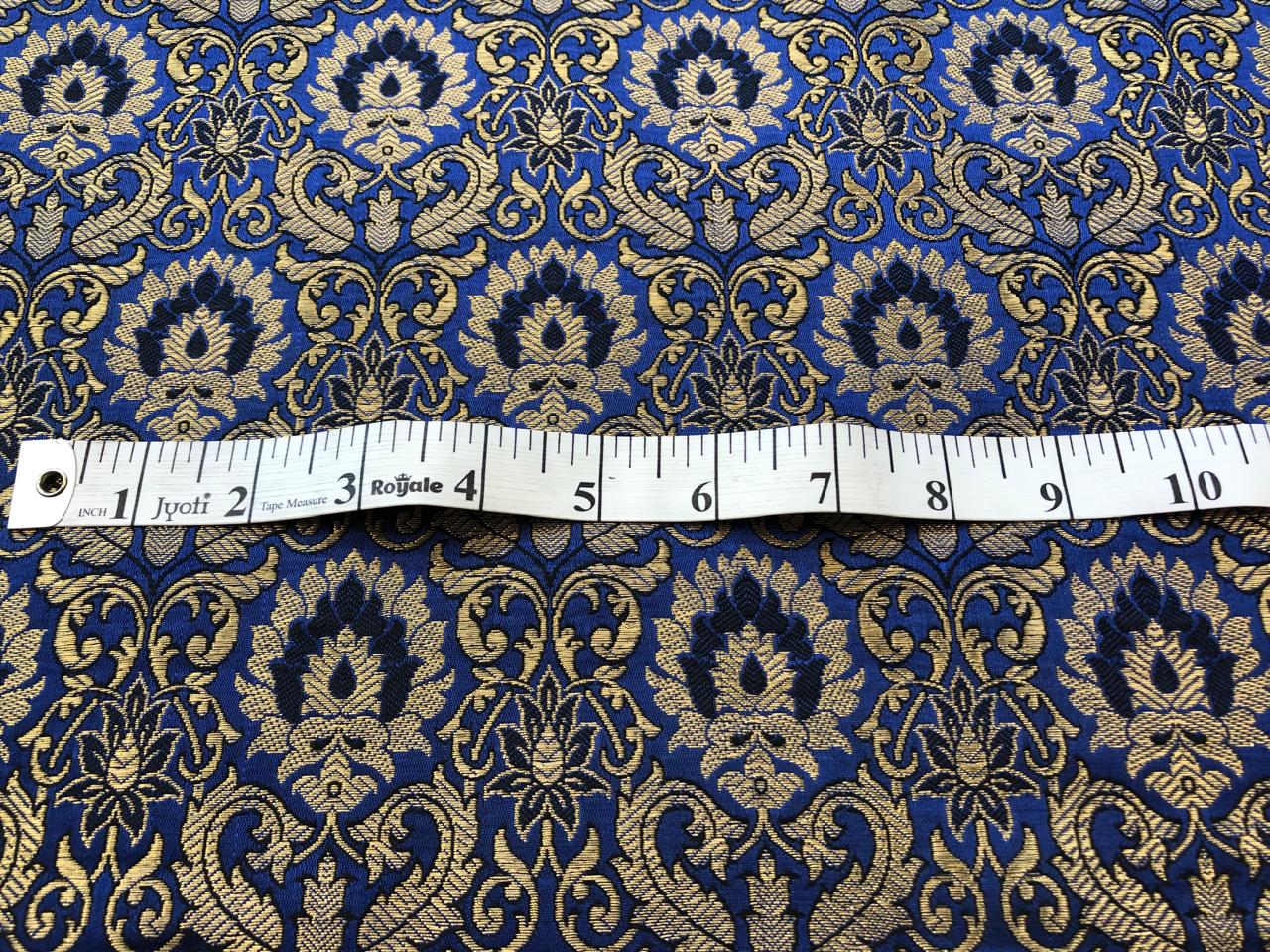 Silk Brocade fabric royal blue with subtle gold metallic jacquard 44" wide BRO1099[2]