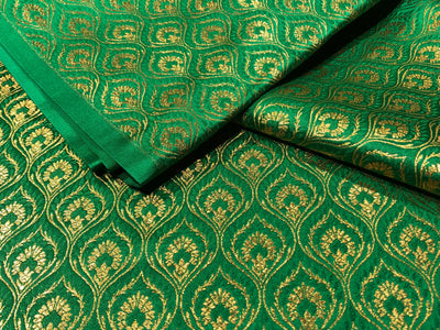 Silk Brocade fabric WITH metallic gold  jacquard available in 3 colors purple, green and candy pink BRO1025