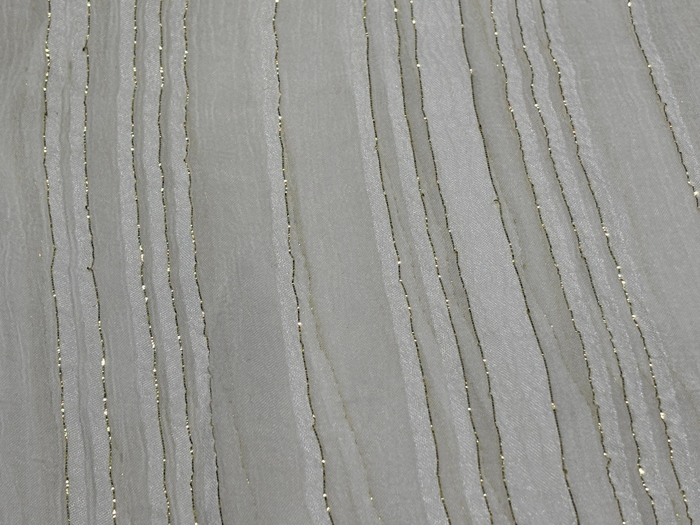 Cotton viscose crush chiffon with satin and lurex stripe fabric 44" wide [17780]