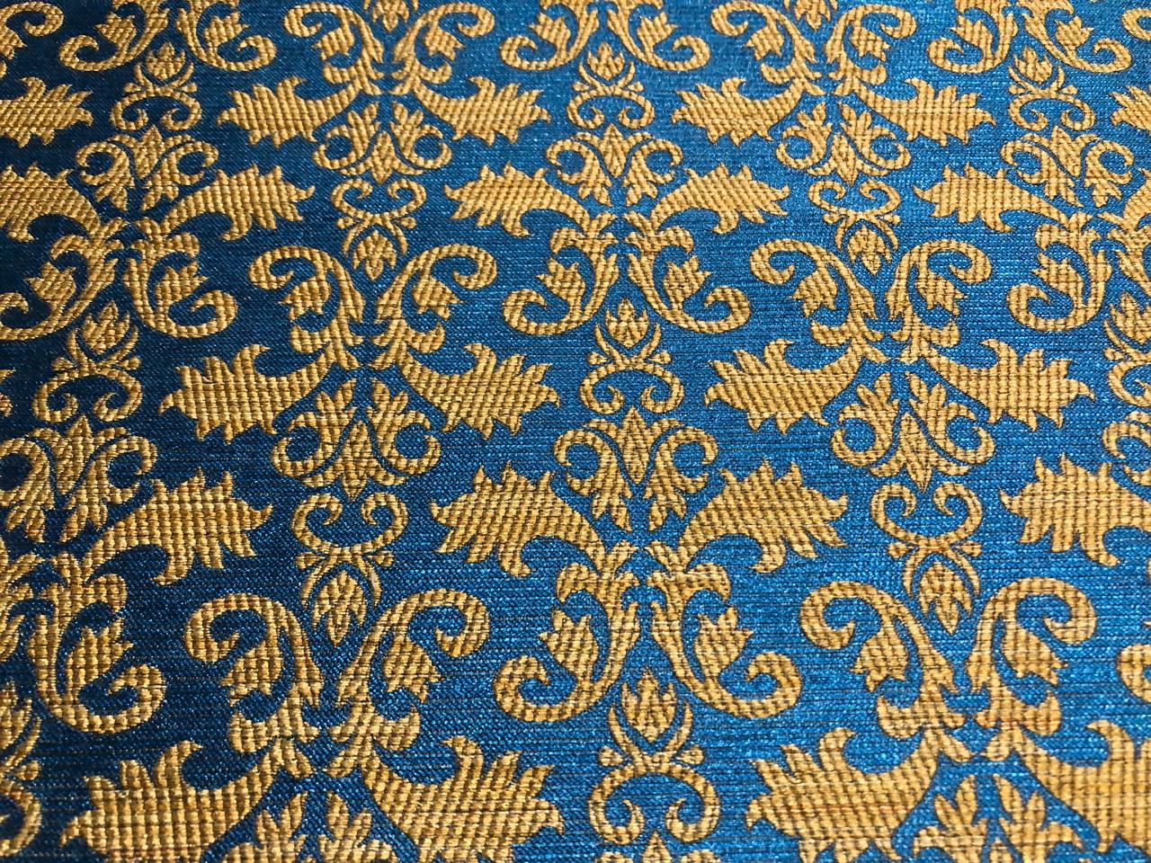Brocade Fabric all over jacquard in a subtle gold available in 2 colors turquoise and royal blue 44" wide BRO421[1/2]