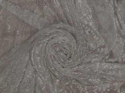 White Devore Polyester Viscose Burnout Velvet fabric ~ 44" wide available in 3 designs floral vines, abstract rose and floral [18291/92/93]