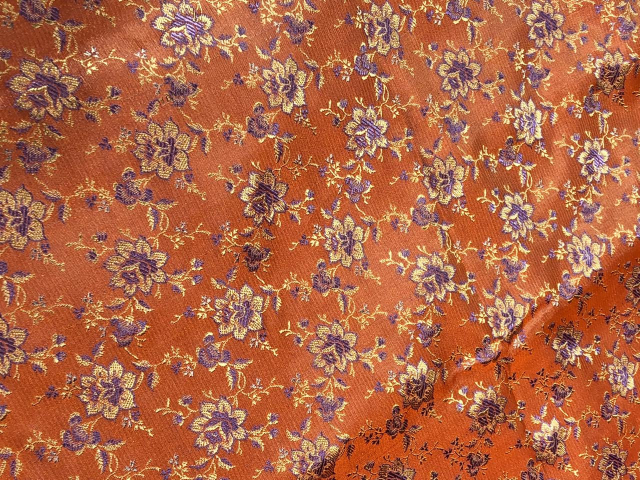 SILK BROCADE FABRIC Orange,Gold & Purple 44" wide BRO19[2]