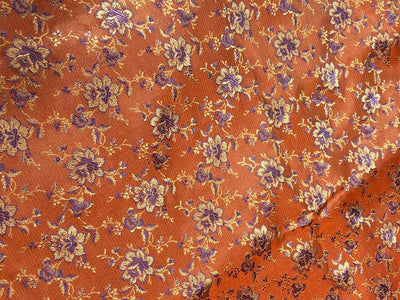 SILK BROCADE FABRIC Orange,Gold & Purple 44" wide BRO19[2]