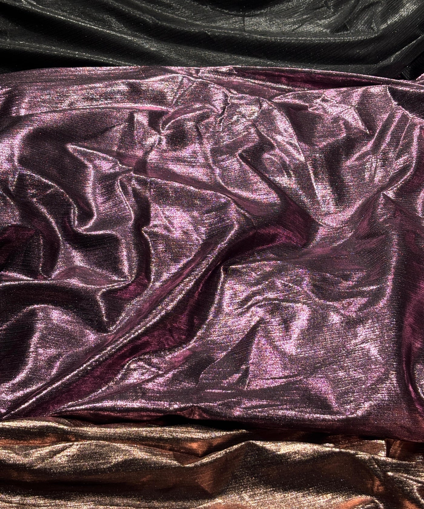 Metallic Lycra lurex fabric with subtle shimmer 58" Wide available in 7 colors black, bronze, magenta, mint ,candy pink, lilac and silver [17635/36/37/38/39/40/41]
