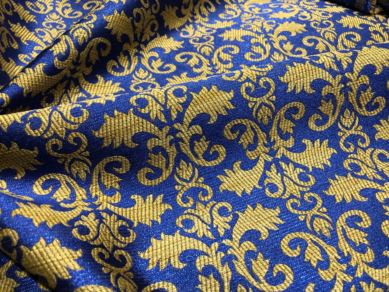 Brocade Fabric all over jacquard in a subtle gold available in 2 colors turquoise and royal blue 44" wide BRO421[1/2]
