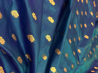 100% PURE Silk Brocade fabric with tiny floral motifs in gold available in 3 , two tone shades BRO1101[1/2/3]