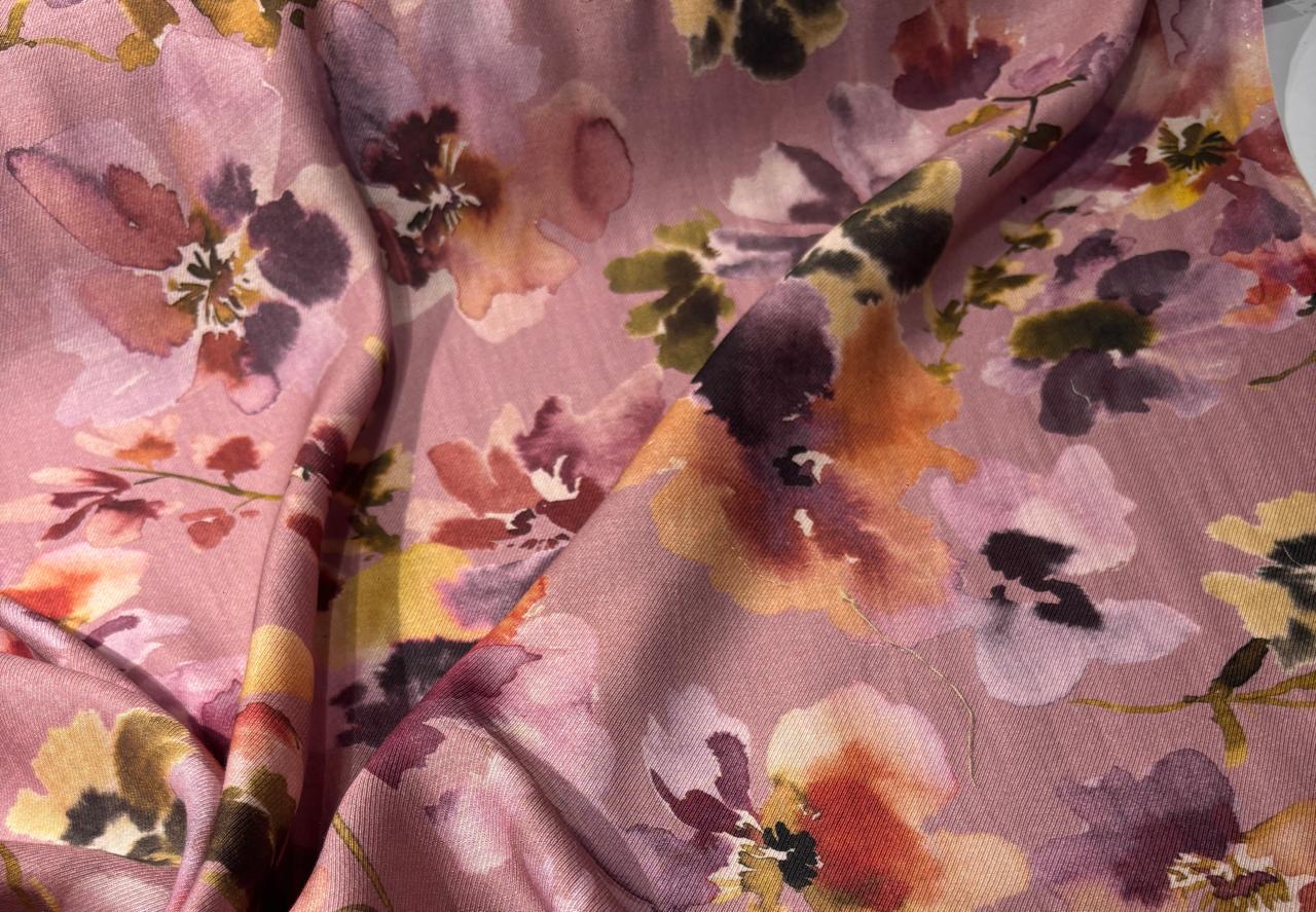 Viscose TWILL Digital Floral Print 41&quot; wide available in 2 colors dusty rose and sea foam