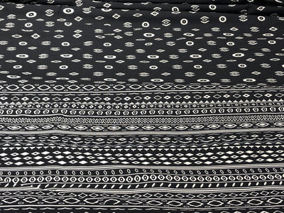 Premium Viscose Rayon fabric black and white 58" wide ,has a 12"border at the bottom [17586]