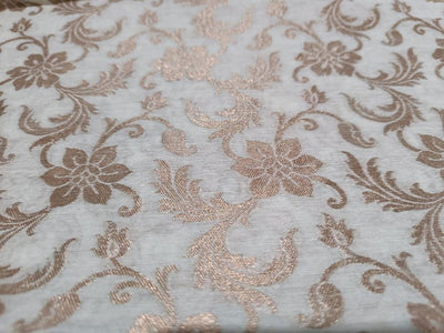 100% cotton brocade IVORY and gold metallic floral jacquard COLOR 44" wide BRO368[3]