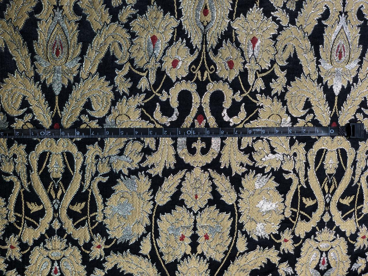Brocade Heavy KING KHAB  Fabric  black ,red with gold and white gold jacquard 36" wide BRO959[5]