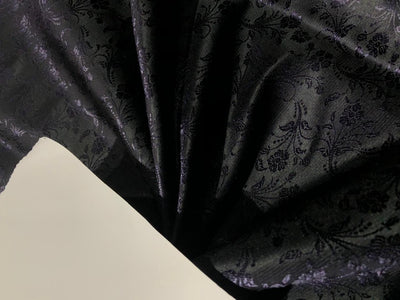 Silk Brocade  fabric~ satin 44" wide jacquard  MIDNIGHT BLUE VINE FLORALBRO996[3]