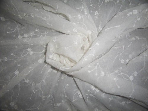 Silk chiffon self embroidery~ tiny flowers [1335]