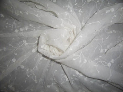 Silk chiffon self embroidery~ tiny flowers [1335]