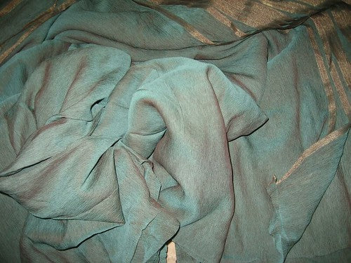 Chiffon Irridescent turquoise Blue chiffon~Width 44&quot;[1341]