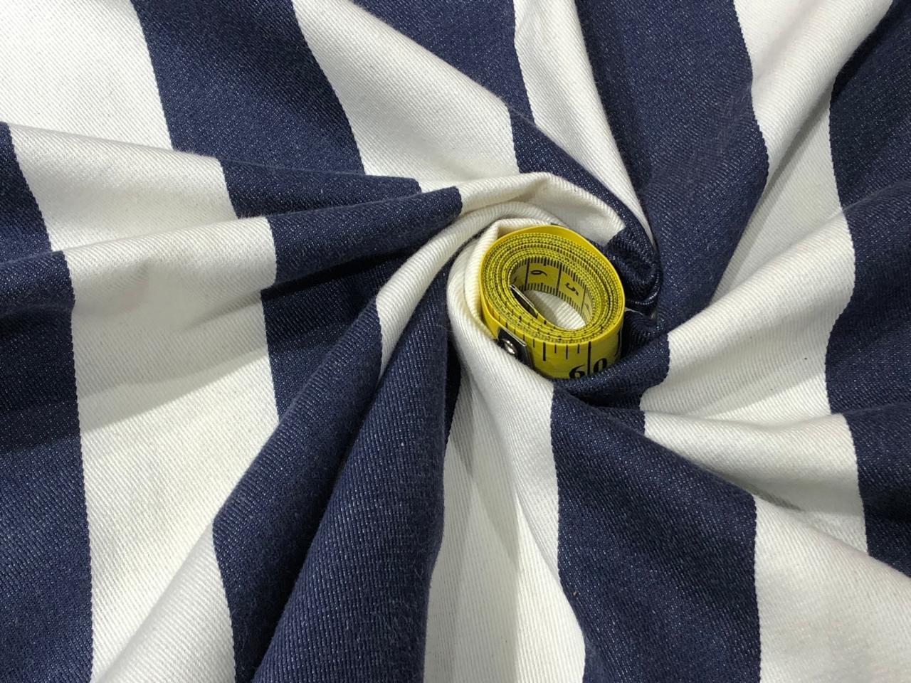 100% Cotton Denim  Fabric denim blue and white STRIPES 58" wide available in 2 sizes 0.25" and 2" stripe  [16156/16387]