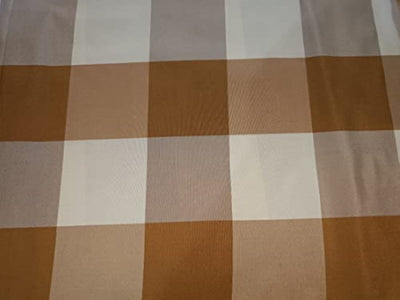 100% SILK TAFFETA FABRIC Chocolate brown & Cream plaids 54" wide TAF#C19