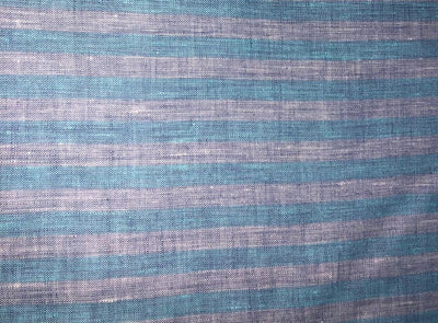 100% Linen stripe 60's Lea Fabric 58"sky  blue and blue stripe [17220]